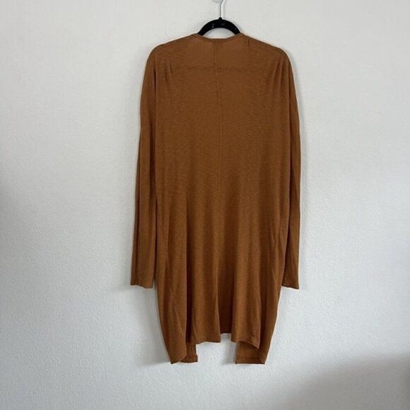 A New Day Women’s Ribbed Burnt Orange Long Open Cardigan Lightweight Medium - Picture 2 of 9